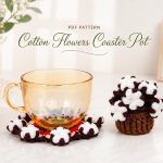Cotton Flower Coaster Pot Crochet Pattern PDF, Floral Cup Coaster, Crochet Flower Pot Pattern, Handmade Home Decor