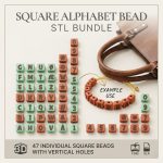 Square Alphabet Bead STL Bundle, 3D Printable Letter Beads A-Z, Custom Name Beads for Bracelet & Jewelry Making, Digital Download File - Image 2