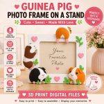 Guinea Pig Photo Frame STL File, Cute Pet Picture Frame 3D Print Model, Guinea Pig Lover Gift, Animal Desk Decor Digital Download