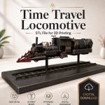 Time Travel Locomotive STL File for 3D Printing, Retro Sci-Fi Train Model, Steampunk Railway Display, Digital Download