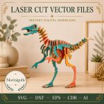 Velociraptor SVG Laser Cut File, 3D Raptor Puzzle Dxf Eps CDR AI, Dinosaur Vector Digital Download