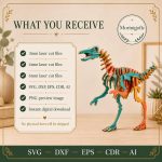 Velociraptor SVG Laser Cut File, 3D Raptor Puzzle Dxf Eps CDR AI, Dinosaur Vector Digital Download - Image 2