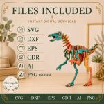 Velociraptor SVG Laser Cut File, 3D Raptor Puzzle Dxf Eps CDR AI, Dinosaur Vector Digital Download - Image 5