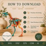 Velociraptor SVG Laser Cut File, 3D Raptor Puzzle Dxf Eps CDR AI, Dinosaur Vector Digital Download - Image 3