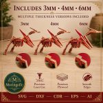 Pterodactyl SVG Laser Cut File, 3D Pterosaur Puzzle Dxf Eps CDR AI, Flying Dinosaur Template Digital Download - Image 6