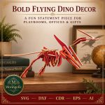 Pterodactyl SVG Laser Cut File, 3D Pterosaur Puzzle Dxf Eps CDR AI, Flying Dinosaur Template Digital Download - Image 9