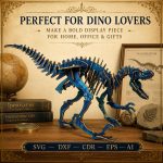 Velociraptor SVG Laser Cut File, 3D Raptor Puzzle Dxf Eps CDR AI, Dinosaur Template Digital Download