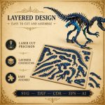 Velociraptor SVG Laser Cut File, 3D Raptor Puzzle Dxf Eps CDR AI, Dinosaur Template Digital Download - Image 6
