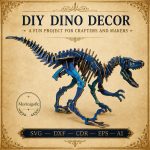 Velociraptor SVG Laser Cut File, 3D Raptor Puzzle Dxf Eps CDR AI, Dinosaur Template Digital Download - Image 9