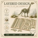 Sauropod SVG Laser Cut File, 3D Dinosaur Bones Puzzle Dxf Eps CDR AI, Long Neck Template Digital Download - Image 8
