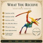 Pterodactyl SVG Laser Cut File, 3D Pterosaur Puzzle Dxf Eps CDR AI, Flying Dinosaur Template Digital Download - Image 2