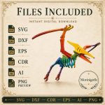 Pterodactyl SVG Laser Cut File, 3D Pterosaur Puzzle Dxf Eps CDR AI, Flying Dinosaur Template Digital Download - Image 4