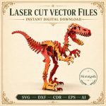 Velociraptor SVG Laser Cut File, 3D Raptor Puzzle Dxf Eps CDR AI, Dinosaur Bones Template Digital Download