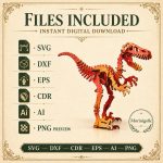 Velociraptor SVG Laser Cut File, 3D Raptor Puzzle Dxf Eps CDR AI, Dinosaur Bones Template Digital Download - Image 8