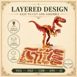 Velociraptor SVG Laser Cut File, 3D Raptor Puzzle Dxf Eps CDR AI, Dinosaur Bones Template Digital Download - Image 7
