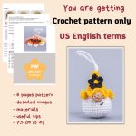 Crochet Pattern Amigurumi Gnome Keychain with Flower, Crochet Car Hanger, Easy Beginner Crochet Pattern PDF - Image 2