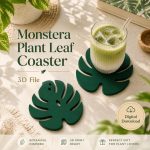 Monstera Leaf Coaster STL File, Tropical Plant Drink Coaster 3D Print Model, Botanical Home Decor, Modern Table Coaster Digital Download