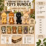 Hanging Stress Relief Toys Bundle SVG DXF | Cute Wooden Animal Ornaments Laser Cut Files | DIY Wood Craft Decor