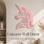 Unicorn Wall Decor STL File for 3D Printing, Magical Fantasy Wall Art Digital Download, Nursery Room Decor, Printable Wall Hanging