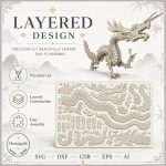 Dragon SVG Laser Cut File, Chinese Dragon Dxf Eps CDR AI, Layered Asian Dragon Template Digital Download - Image 7