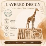 Giraffe SVG Laser Cut File, 3D Giraffe Puzzle Dxf Eps CDR AI, Layered Wood Animal Template Digital Download - Image 5