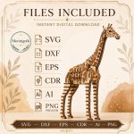 Giraffe SVG Laser Cut File, 3D Giraffe Puzzle Dxf Eps CDR AI, Layered Wood Animal Template Digital Download - Image 7