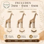 Giraffe SVG Laser Cut File, 3D Giraffe Puzzle Dxf Eps CDR AI, Layered Wood Animal Template Digital Download - Image 9