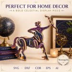 Sagittarius SVG Laser Cut File, 3D Centaur Archer Zodiac Wood Craft, Dxf Eps CDR AI Digital Download - Image 2