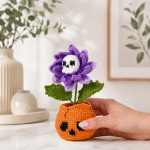 Skull Dahlia Crochet Pattern PDF – Cute Halloween Flower Pot DIY Craft Tutorial - Image 4