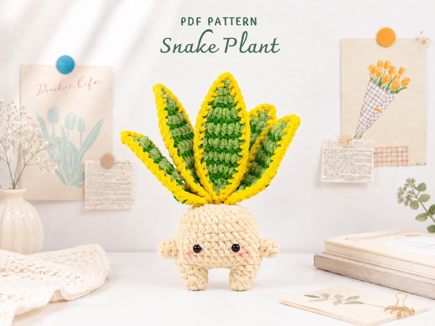 il_fullxfull.8118815011_2tq5.jpg Snake Plant Crochet Pattern | Amigurumi PDF Tutorial | Cute Indoor Plant Plush DIY | Instant Digital Download | Beginner Friendly - Image 1