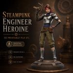 Steampunk Engineer Heroine STL File for 3D Printing, Fantasy Sci Fi Female Miniature, Printable Collector Figure, Digital Download