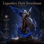 Legendary Dark Swordsman STL File for 3D Printing, Fantasy Warrior Miniature, Angelic Blade Master Figure, Digital Download