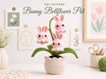 Bunny Bellflower Pot Crochet Pattern PDF, Amigurumi Bunny Flower Pot, Easter Bunny Crochet Pattern, Handmade Plant Decor