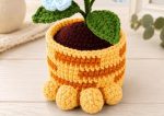 PDF Crochet Pattern Bougainvillea Cat Leg Pot, Crochet Flower Plant Amigurumi, Cute Cat Planter Home Decor DIY - Image 3