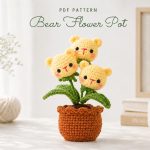 Bear Flower Pot Crochet Pattern PDF, Cute Amigurumi Bear Plant, Yellow Bear Flower Pot Pattern, Handmade Gift Decor