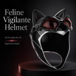 Feline Vigilante Helmet STL File for 3D Printing, Tactical Cat Mask Cosplay Prop, Heroine Cowl and Goggles, Digital Download
