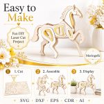 White Horse SVG Laser Cut File, 3D Wooden Horse Display Dxf Eps CDR AI, Equestrian Decor Digital Download - Image 5