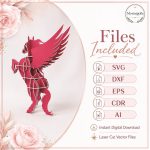 Winged Horse SVG Laser Cut File, 3D Pegasus Wooden Display Dxf Eps CDR AI, Fantasy Horse Digital Download - Image 4