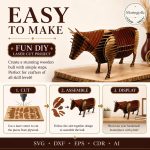 Bull SVG Laser Cut File, 3D Slot Together Bull Display Dxf Eps CDR AI, Western Ranch Decor Digital Download - Image 4