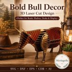 Bull SVG Laser Cut File, 3D Slot Together Bull Display Dxf Eps CDR AI, Western Ranch Decor Digital Download - Image 5
