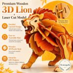 Lion SVG Laser Cut File, 3D Wooden Lion Display Dxf Eps AI CDR, Safari Animal Decor Digital Download - Image 6