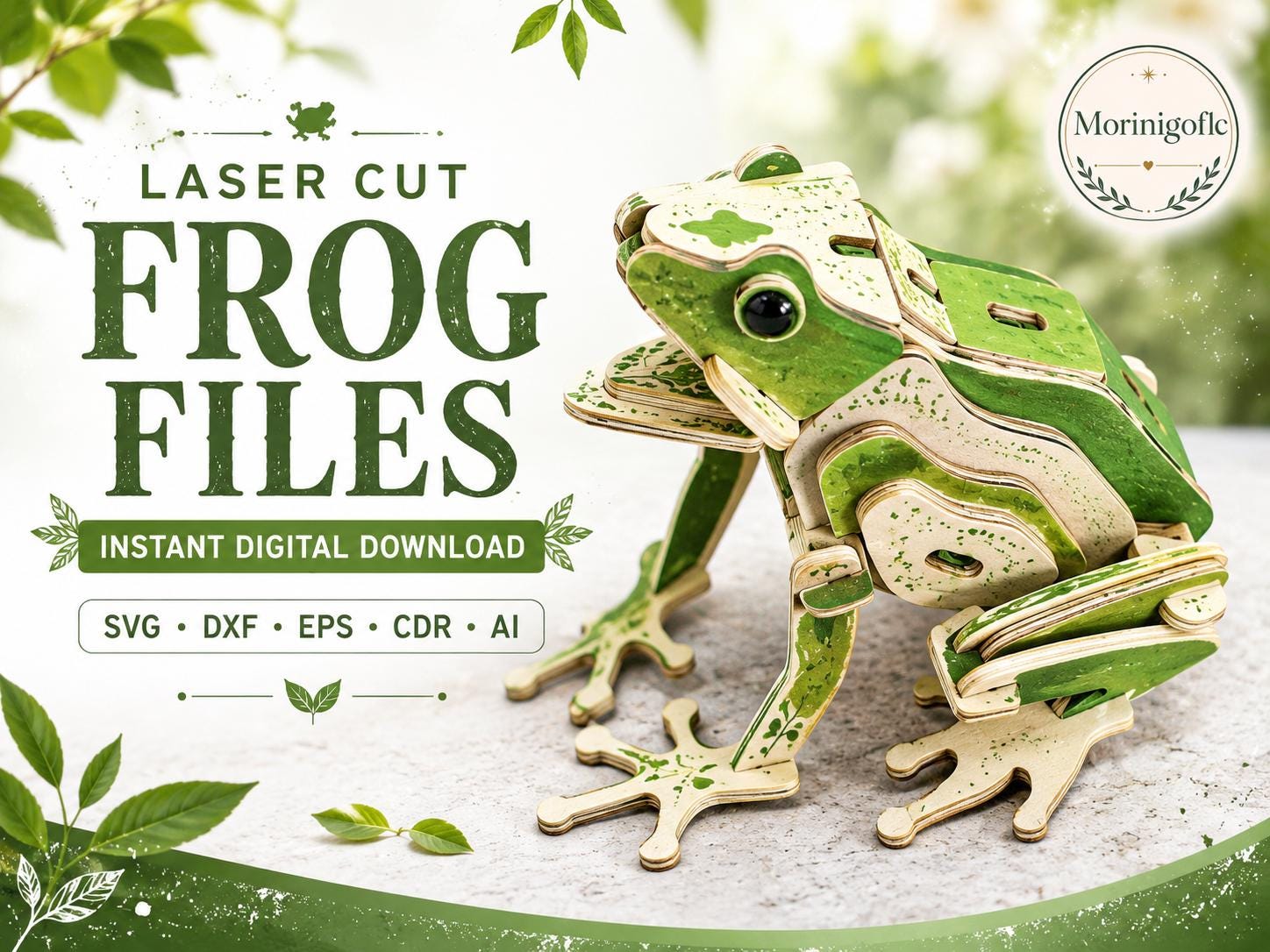 il_fullxfull.8123088814_mjw9.jpg Frog SVG Laser Cut File, 3D Frog Garden Wood Craft Dxf Eps Cdr AI, MDF Plywood Digital Download - Image 1