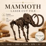 Mammoth SVG Laser Cut File, 3D Woolly Mammoth Puzzle Dxf Eps CDR AI, Prehistoric Wood Template Digital Download - Image 2