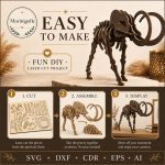 Mammoth SVG Laser Cut File, 3D Woolly Mammoth Puzzle Dxf Eps CDR AI, Prehistoric Wood Template Digital Download - Image 7