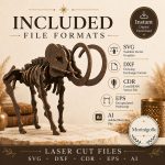 Mammoth SVG Laser Cut File, 3D Woolly Mammoth Puzzle Dxf Eps CDR AI, Prehistoric Wood Template Digital Download - Image 6