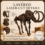 Mammoth SVG Laser Cut File, 3D Woolly Mammoth Puzzle Dxf Eps CDR AI, Prehistoric Wood Template Digital Download - Image 8