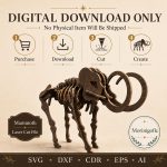 Mammoth SVG Laser Cut File, 3D Woolly Mammoth Puzzle Dxf Eps CDR AI, Prehistoric Wood Template Digital Download - Image 4