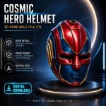 Cosmic Hero Helmet STL File for 3D Printing, Galactic Warrior Cosplay Mask, Superhero Inspired Costume Prop, Digital Download