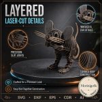 Mouse SVG Laser Cut File, 3D Slot Together Mouse Wood Craft Dxf Eps CDR AI, Small Animal Digital Download - Image 6