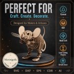 Mouse SVG Laser Cut File, 3D Slot Together Mouse Wood Craft Dxf Eps CDR AI, Small Animal Digital Download - Image 7